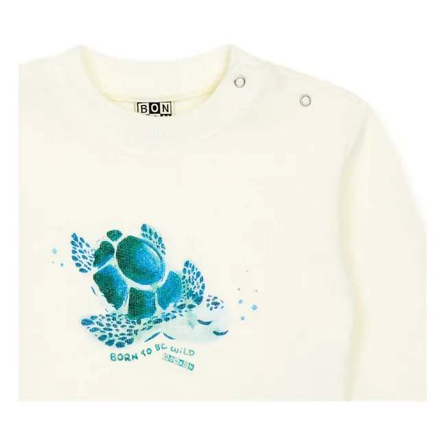 Smily organic cotton sweatshirt | Ecru