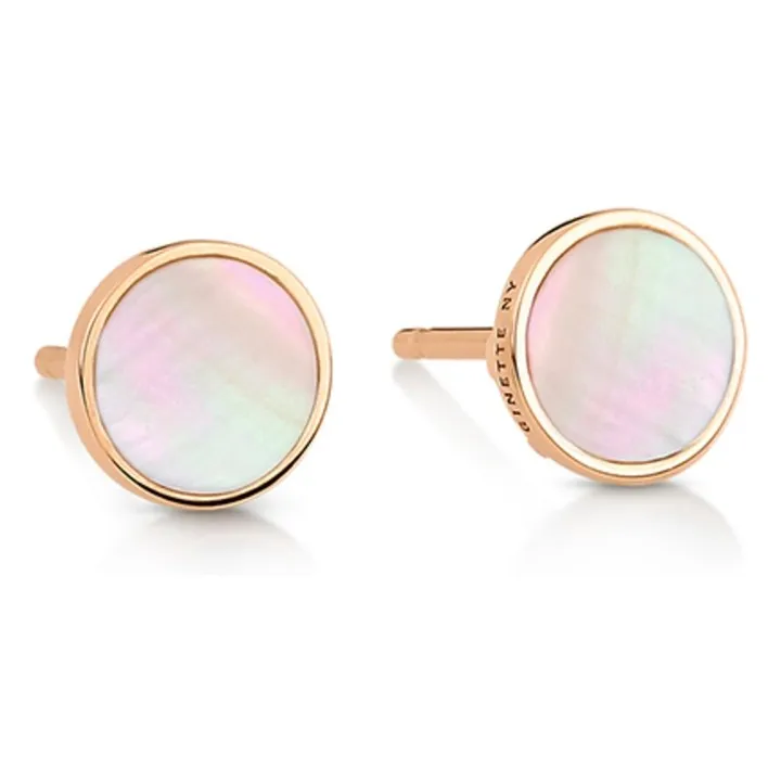 Boucles d'Oreilles Disc Ever | Nacre Rose- Image produit n°0