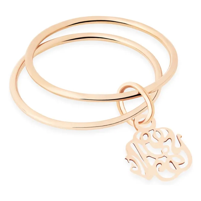 Anillo monograma doble círculo | Oro rosado