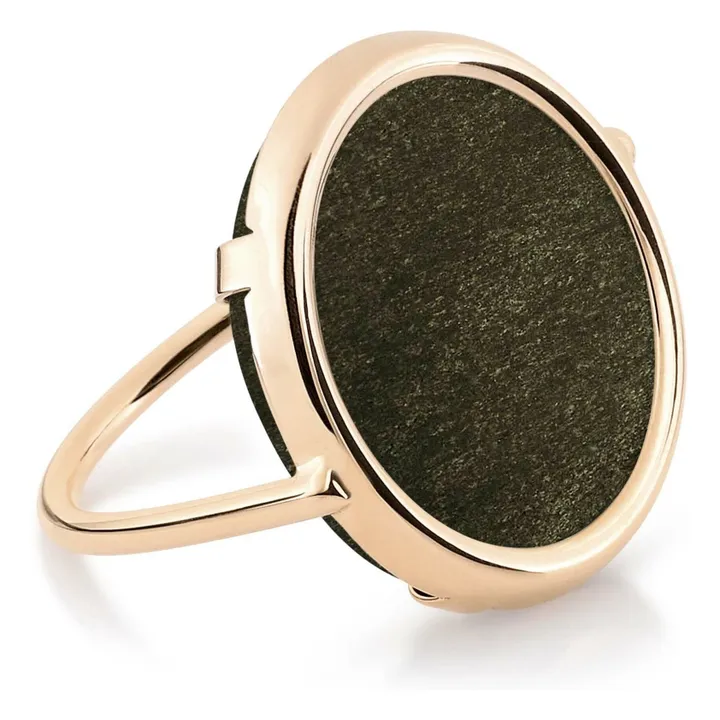 Bague Disc | Obsidienne Dorée- Image produit n°0