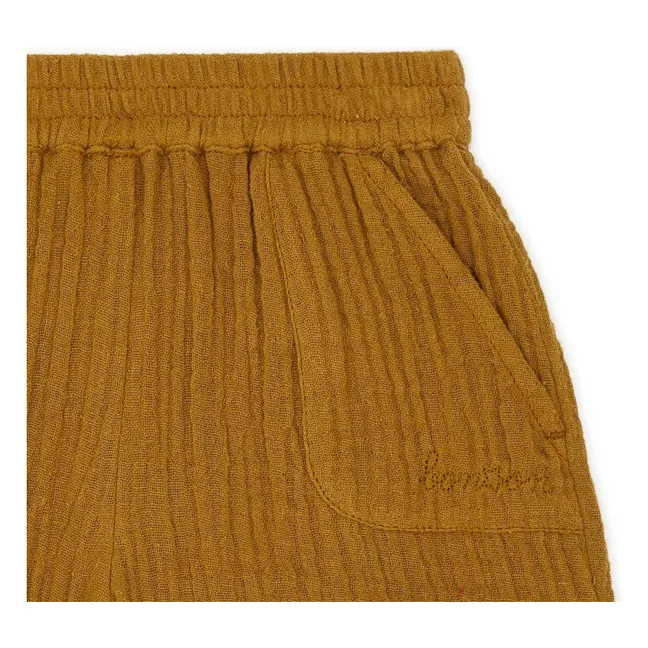 Pantalones cortos Ramb Gasa de algodón orgánico | Ocre