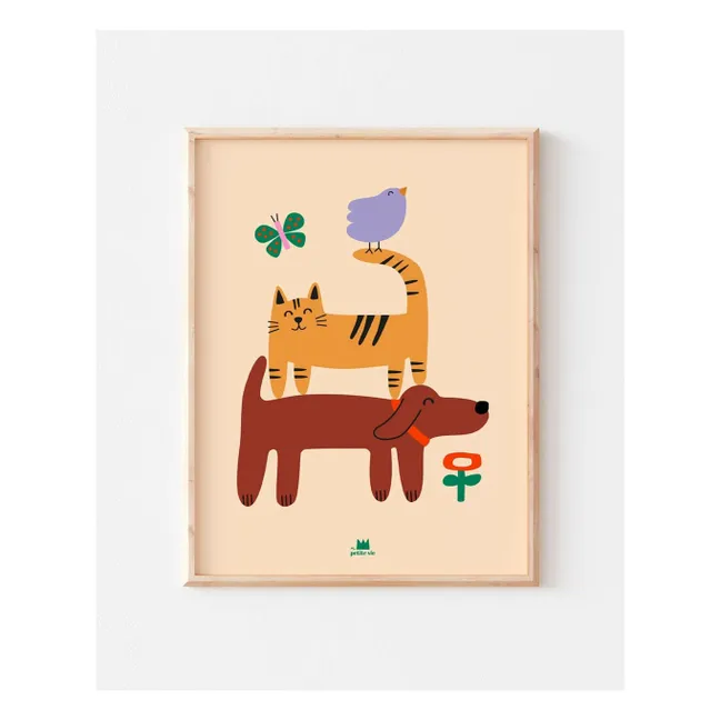 Cartel de perro, gato y pájaro | Arena