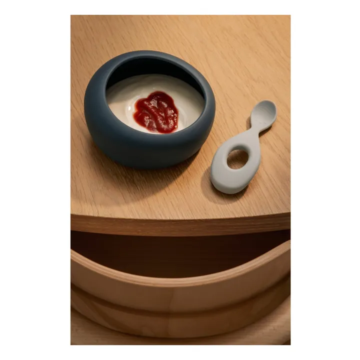 Cuenco y cuchara de silicona Sparia | Whale blue/Dove blue- Imagen del producto n°1