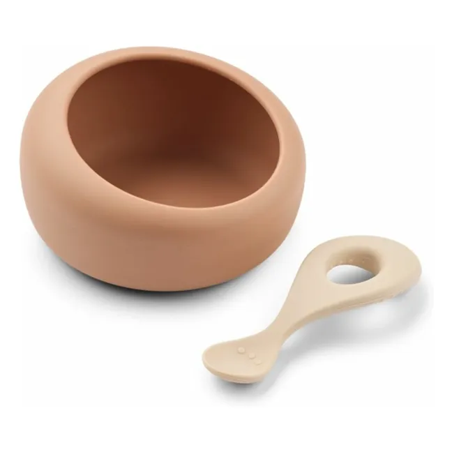 Bol et cuillère en silicone Sparia | Tuscany rose/Apple blossom