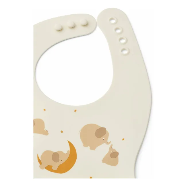 Baberos de silicona Ember - Juego de 2 | Elephant/Creme de la creme