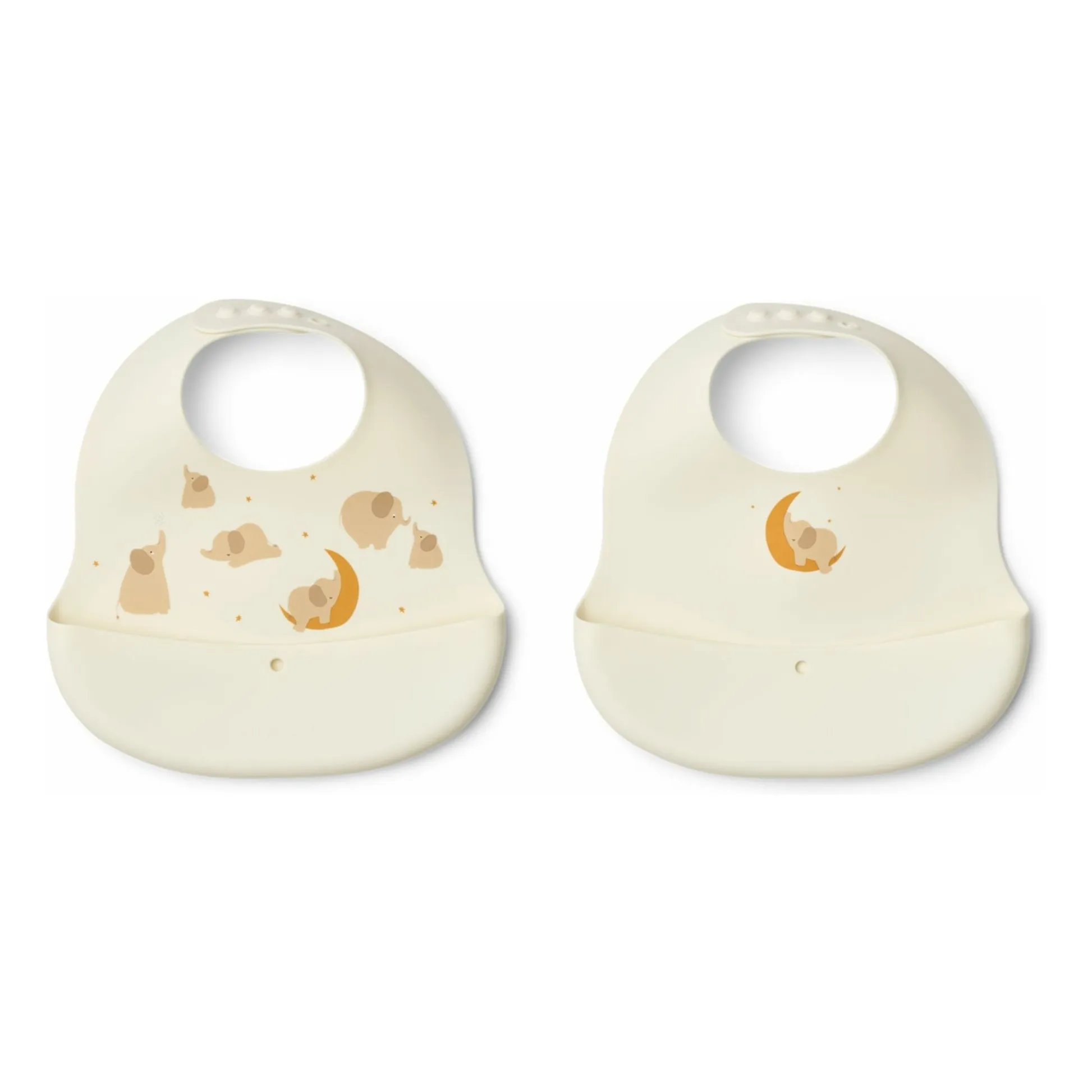 Liewood Elephant/Creme De La Creme Ember Silicone Bibs - Set Of 2