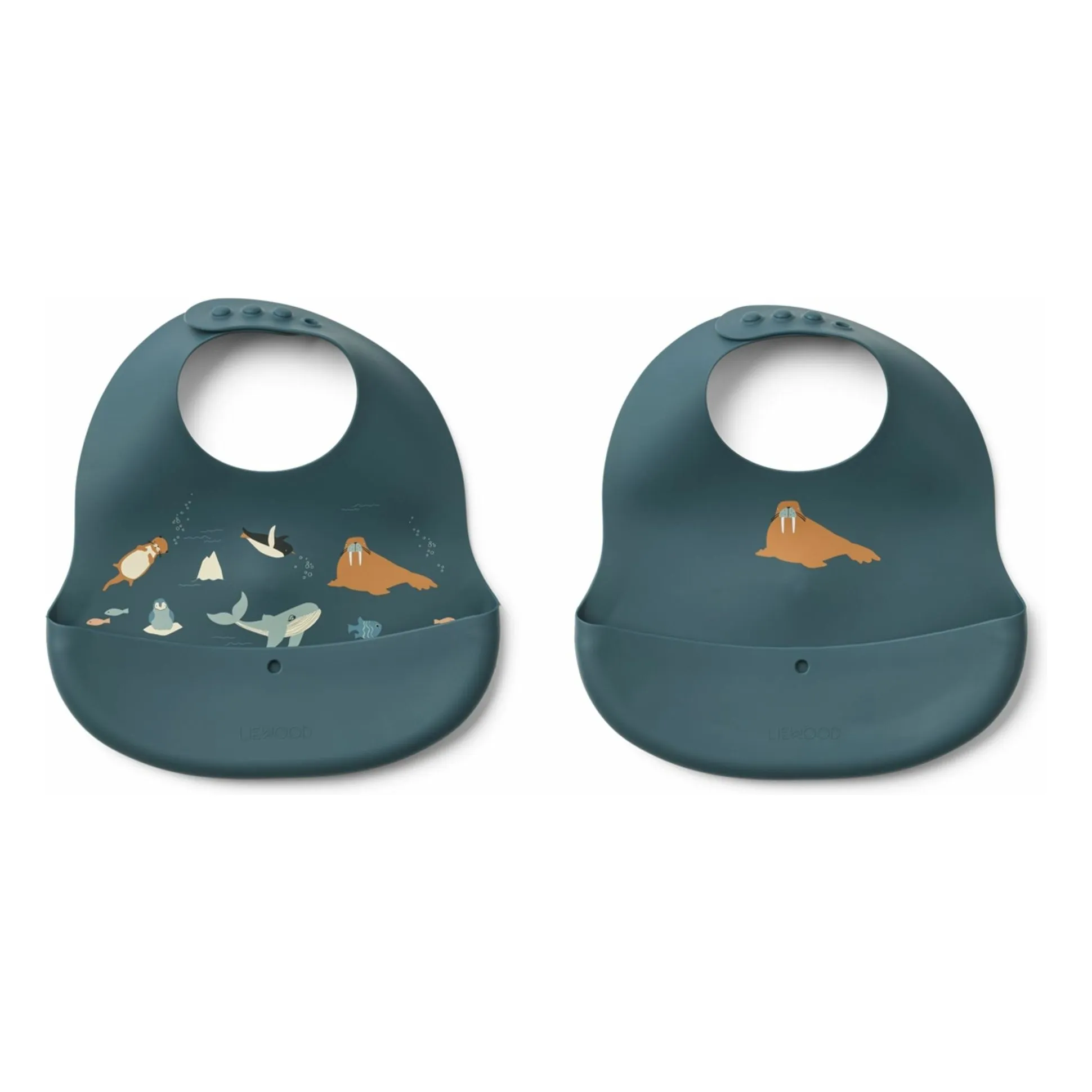 Liewood Arctic Sea/Ocean View Ember Silicone Bibs - Set Of 2