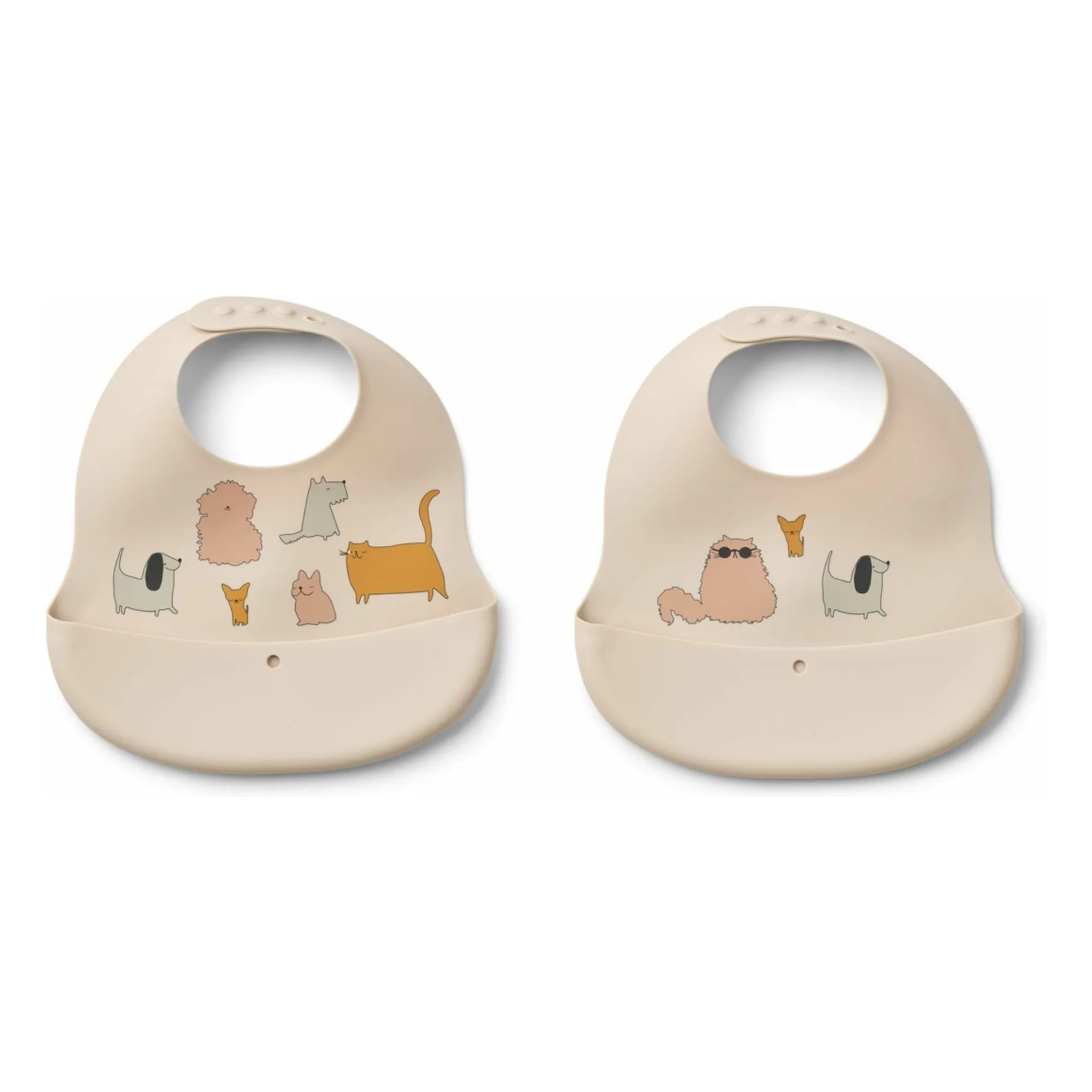 Liewood Cats And Dogs/Sandy Ember Silicone Bibs - Set Of 2