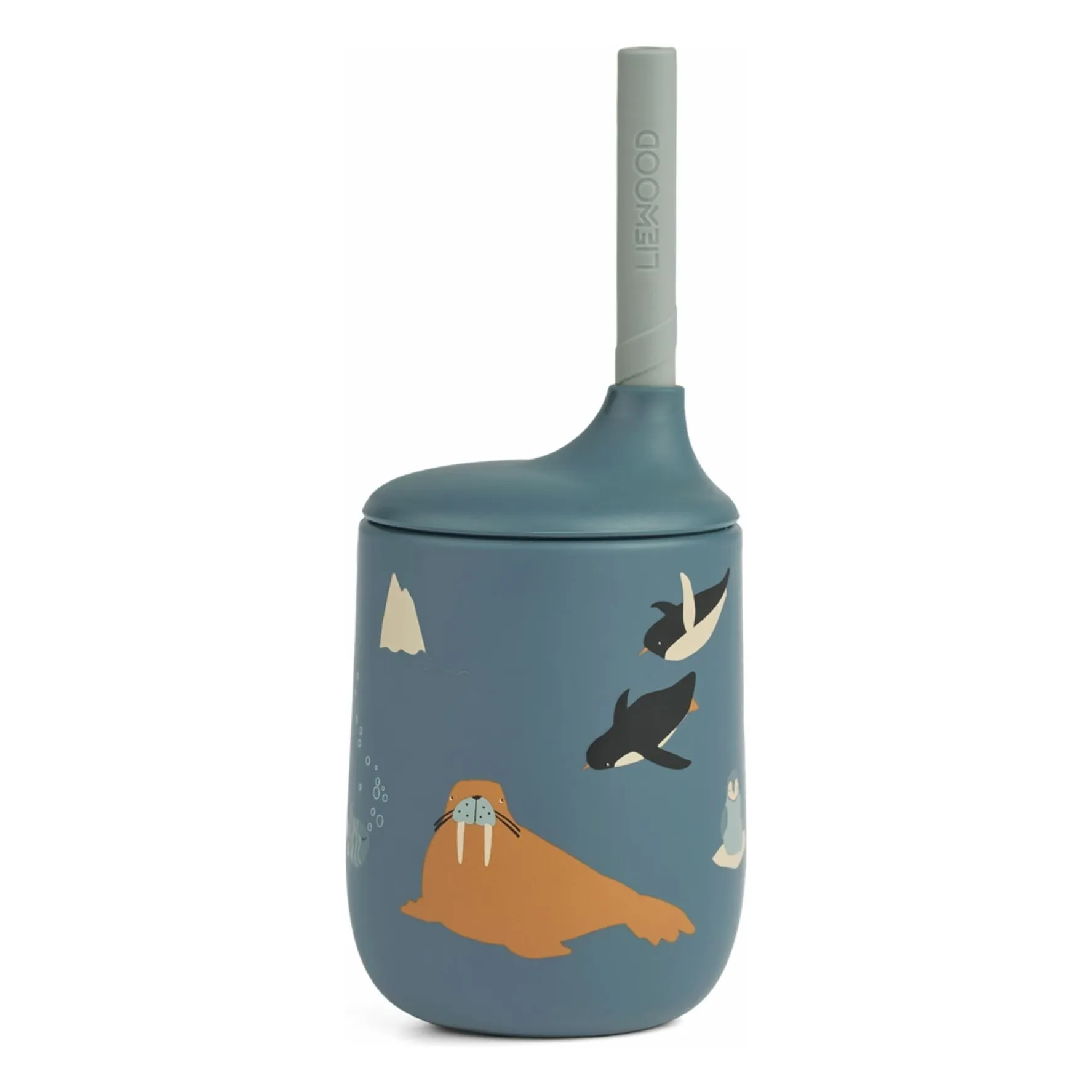 Liewood Arctic Sea/Ocean View Ellis Silicone Tumbler With Straw