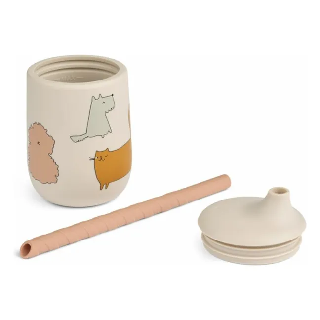 Ellis Silicone Tumbler with Straw - Set of 2 | Cats and Dogs/Sandy