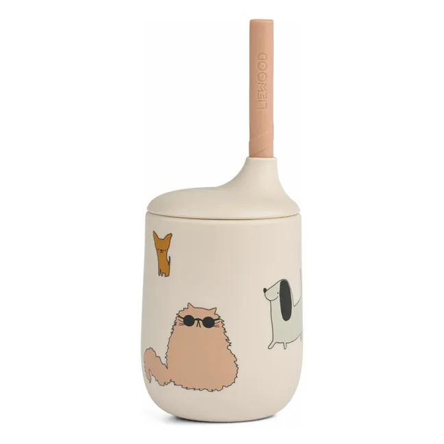 Ellis Silicone Tumbler with Straw - Set of 2 | Cats and Dogs/Sandy