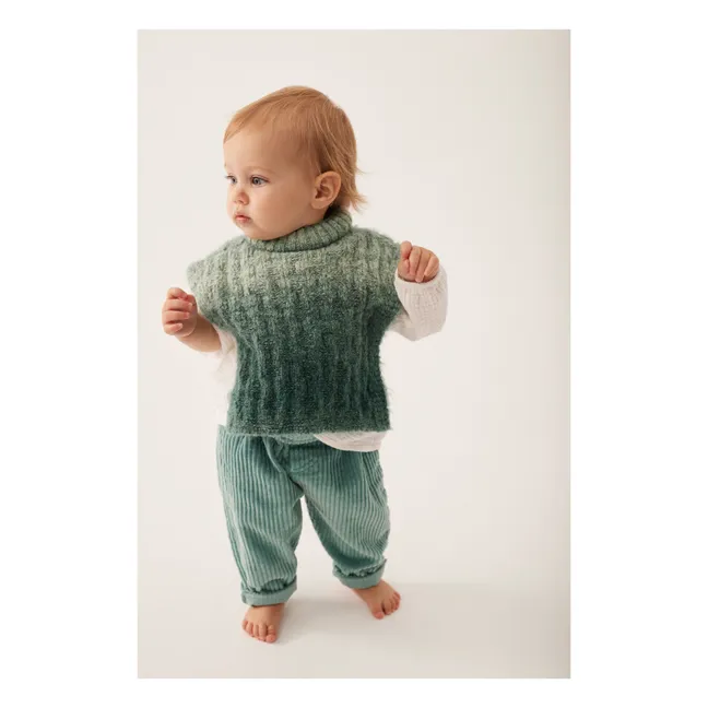 Pantalon Miki Velours Côtelé Coton Bio | Vert d'eau