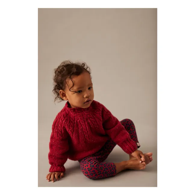 Legging Léopard Mini Coton Bio | Rouge