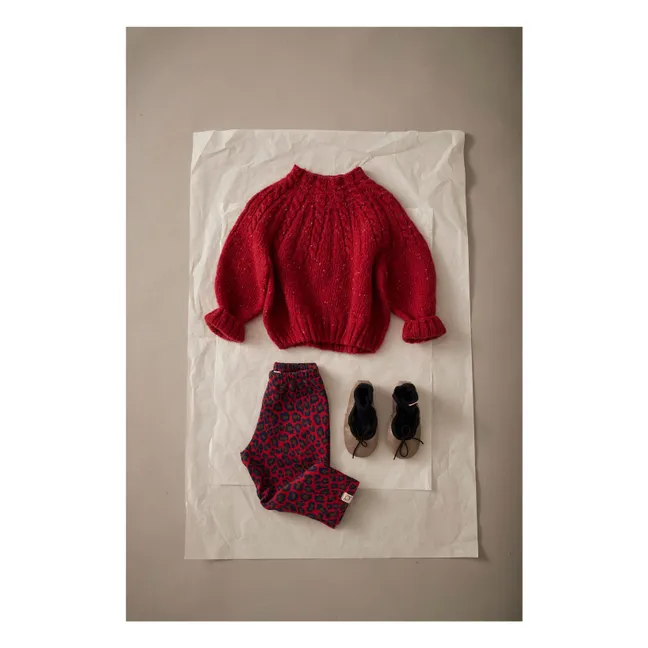 Legging Léopard Mini Coton Bio | Rouge