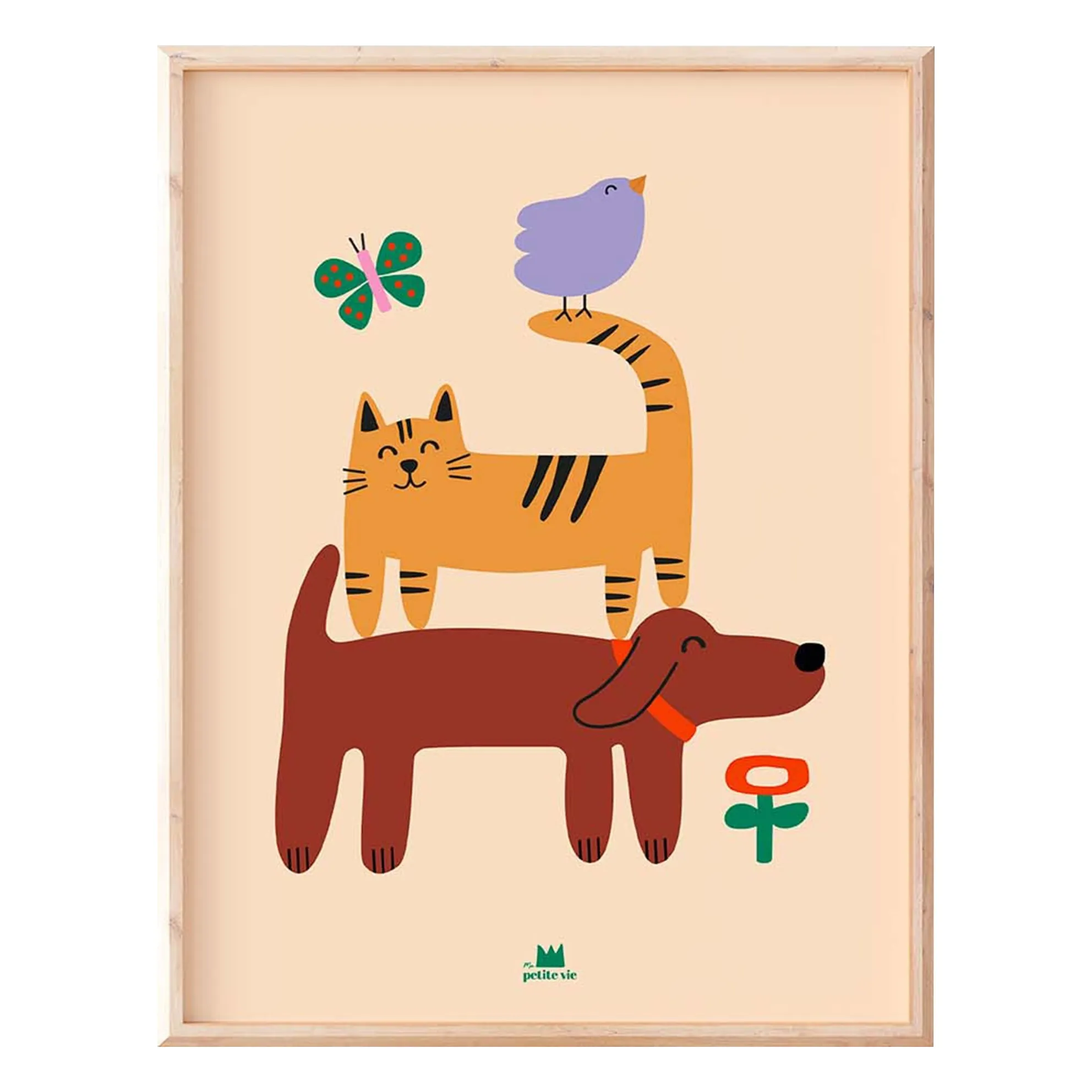 Ma Petite Vie Sand Dog, Cat And Bird Poster