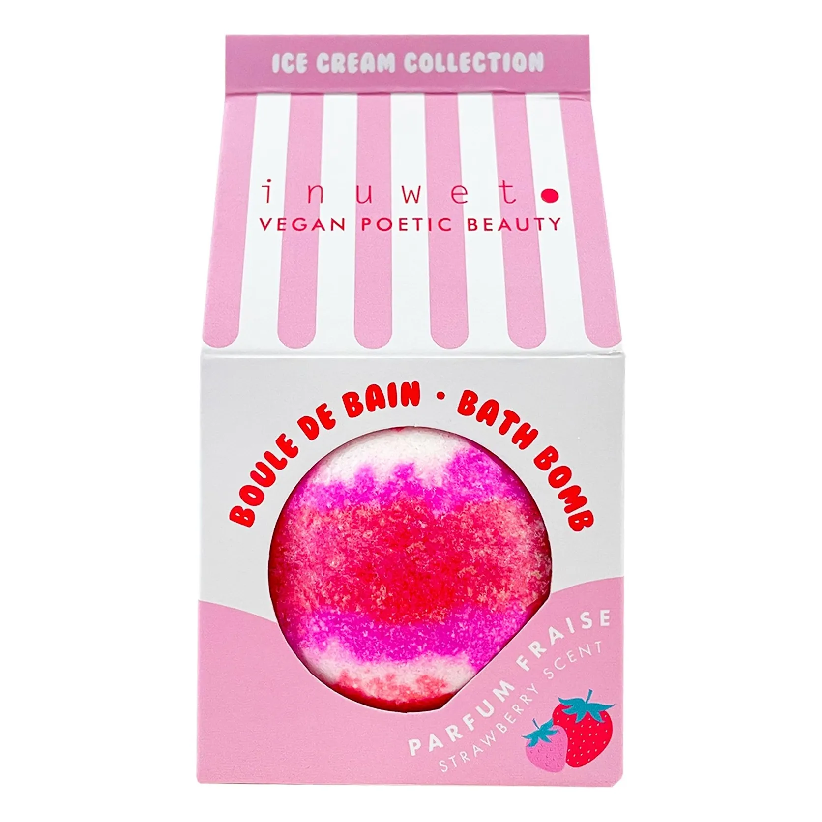 Inuwet Untinted Strawberry Ice Cream Bath Bomb - 120 G
