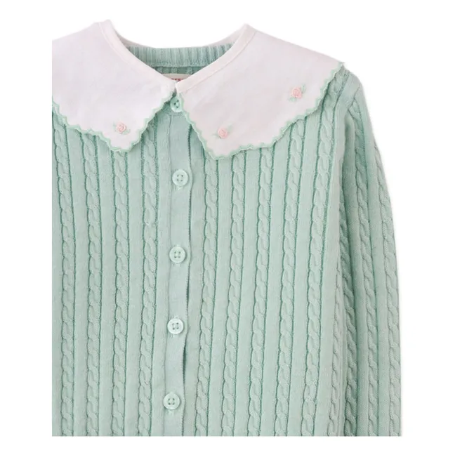 Cardigan Claudine collar | Green water