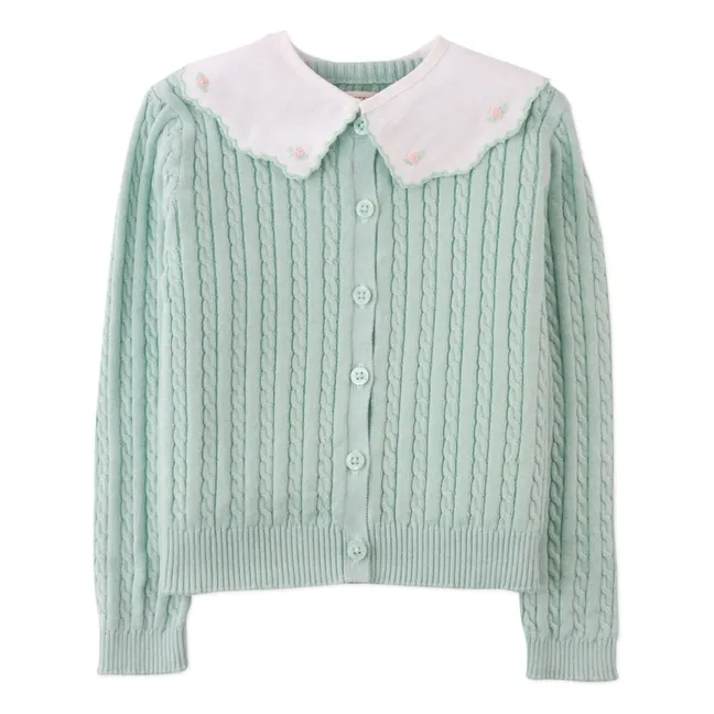 Cárdigan cuello Claudine | Verde agua