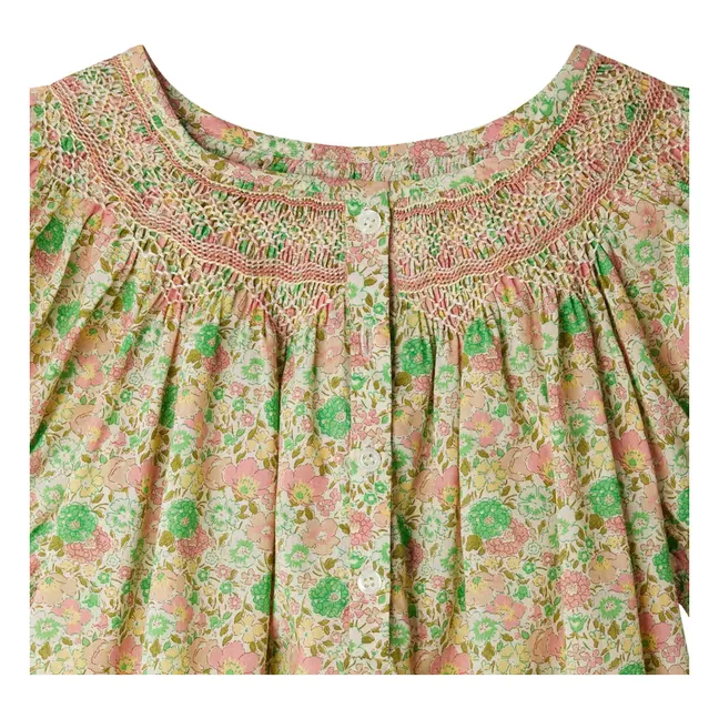 Jarah Liberty Kleid aus Bio-Baumwolle mit Smokings | Seidenfarben