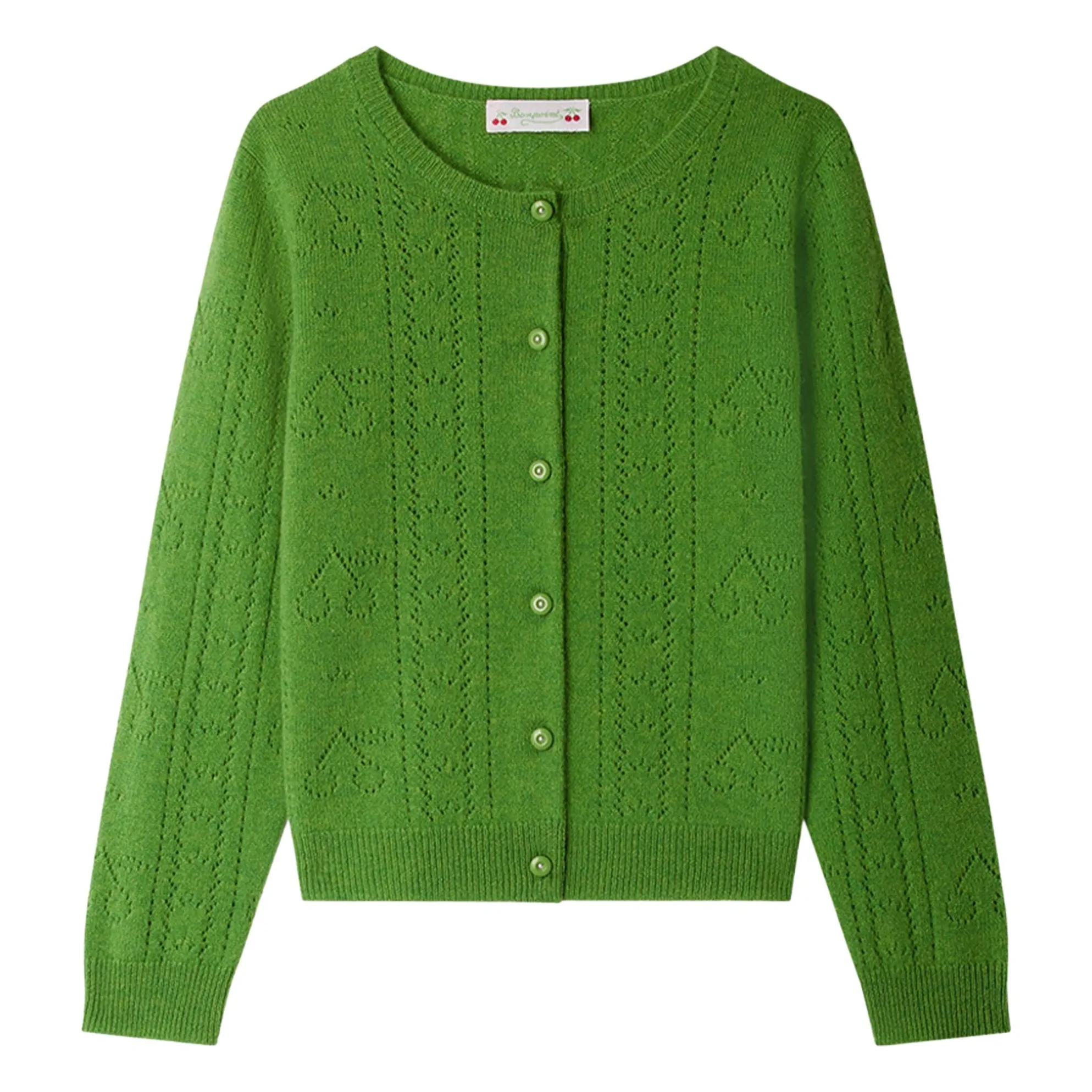 Bonpoint Girls Green Josiane Cashmere Cardigan