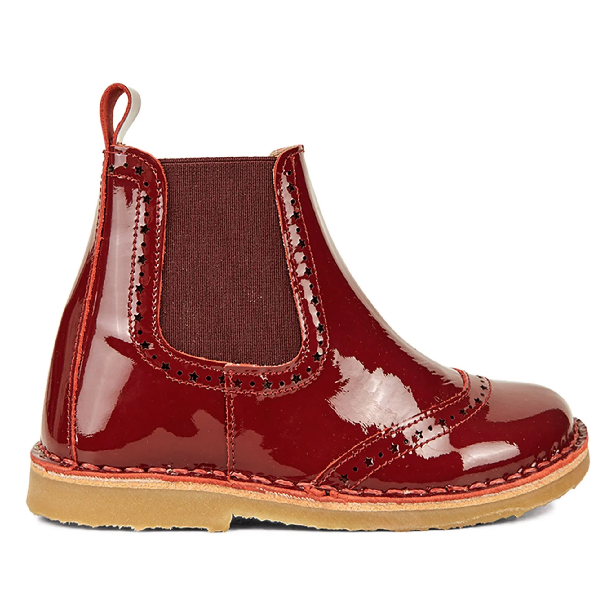Petit Nord Red Boots Zip Ankle Star