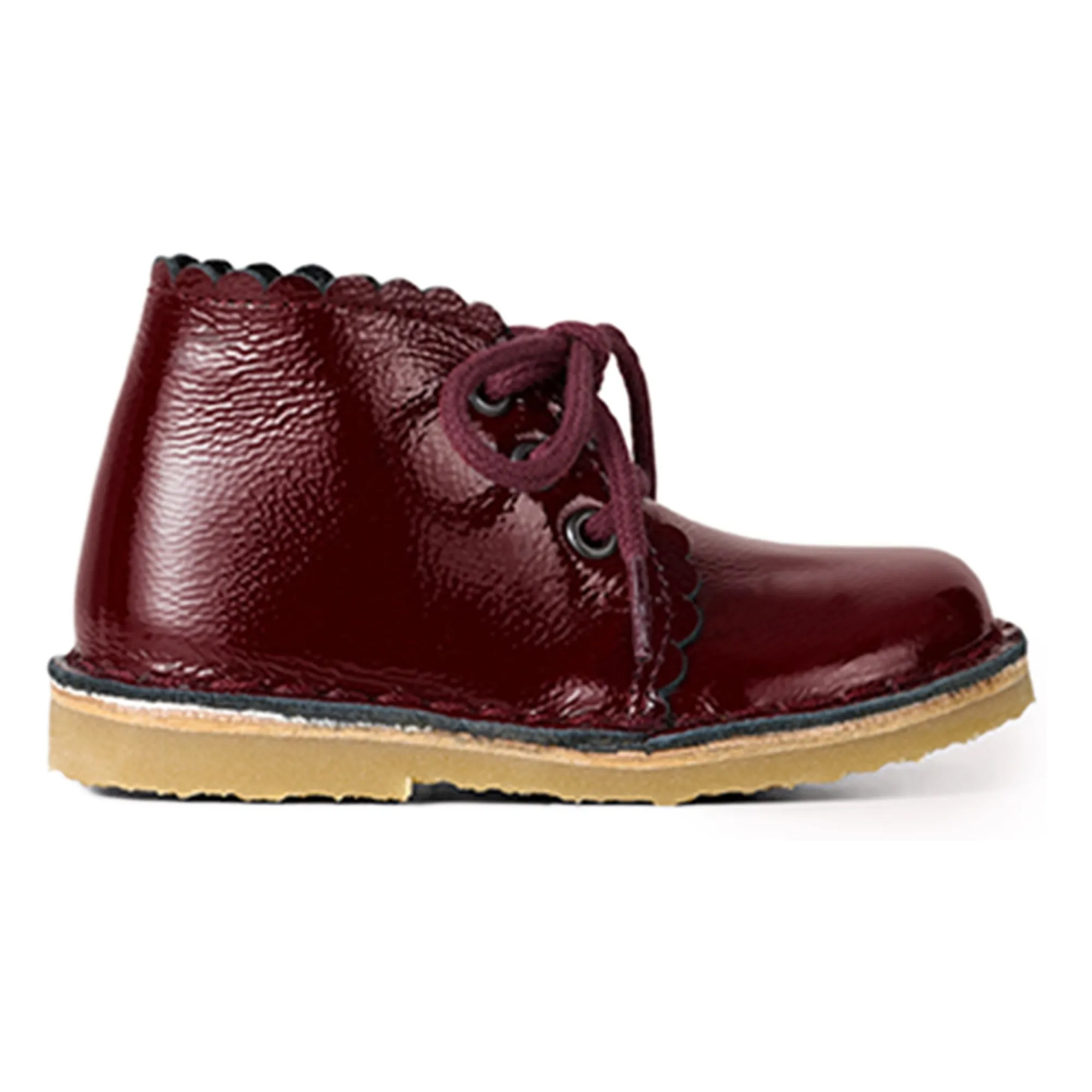 Petit Nord Girls Burgundy Scallop Lace Boots
