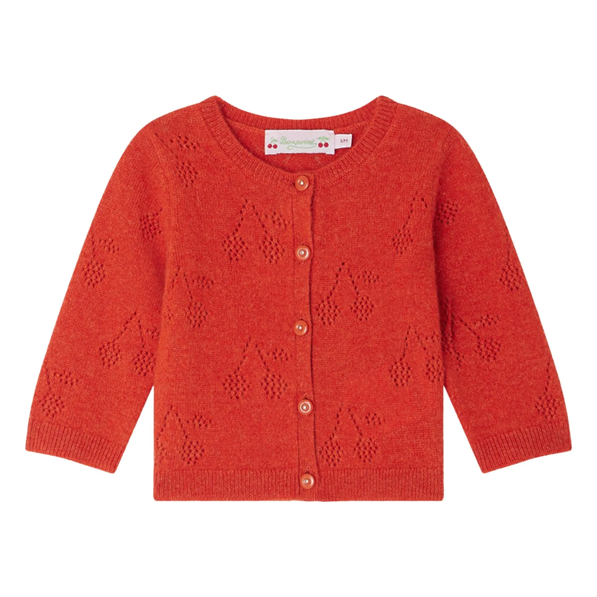 Bonpoint Orange Tibile Cashmere Cardigan
