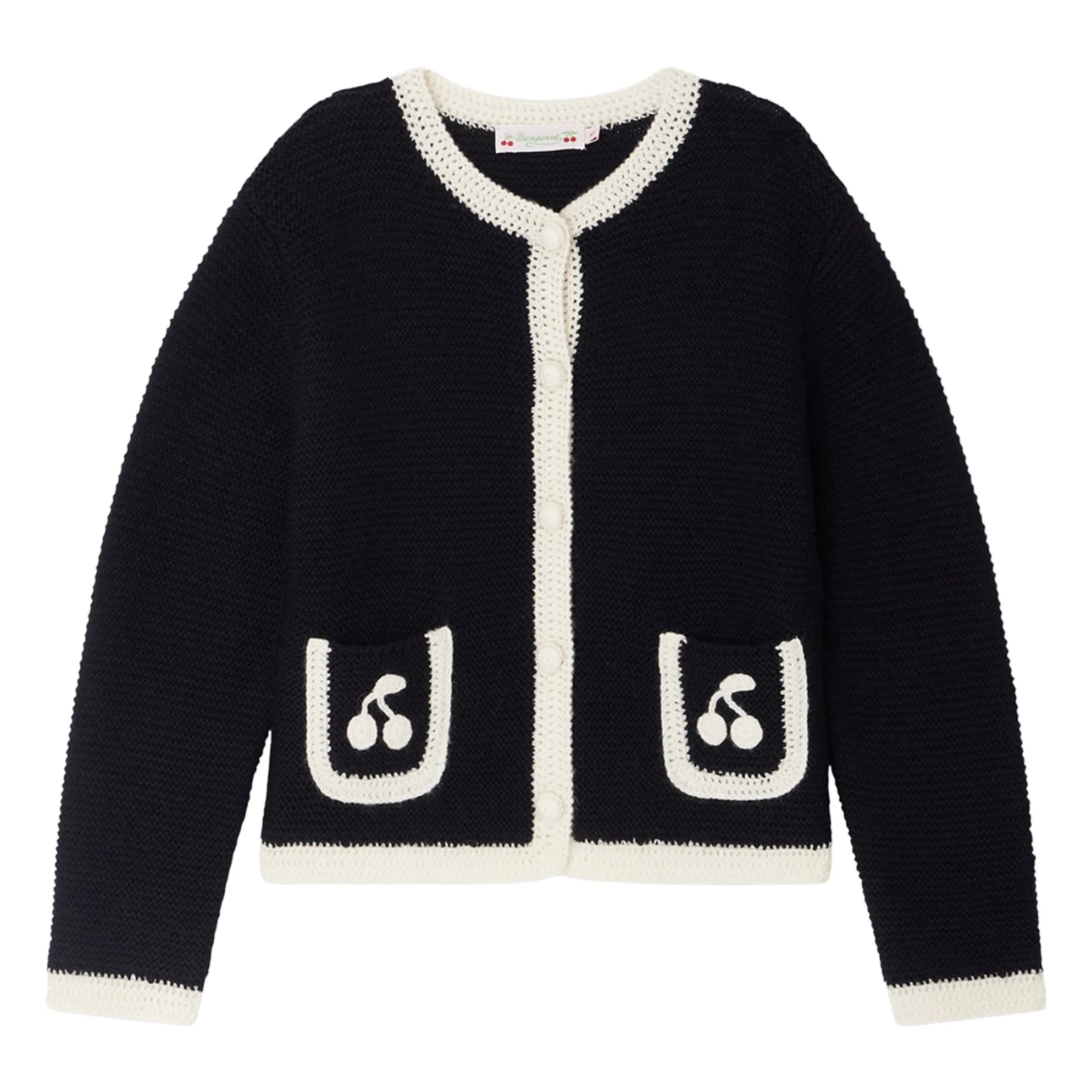 Bonpoint Girls Navy Blue Elaia Wool Cardigan