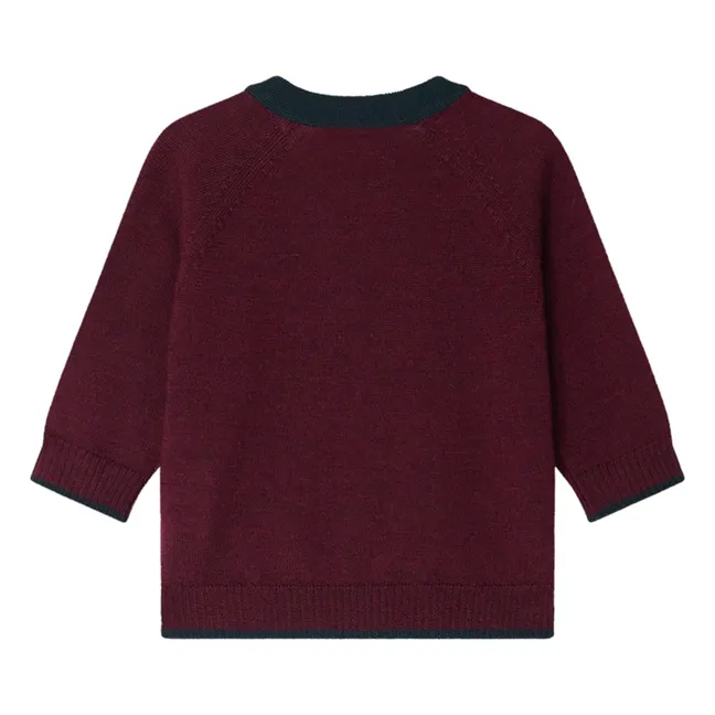Teotim Wool Cardigan | Burgundy