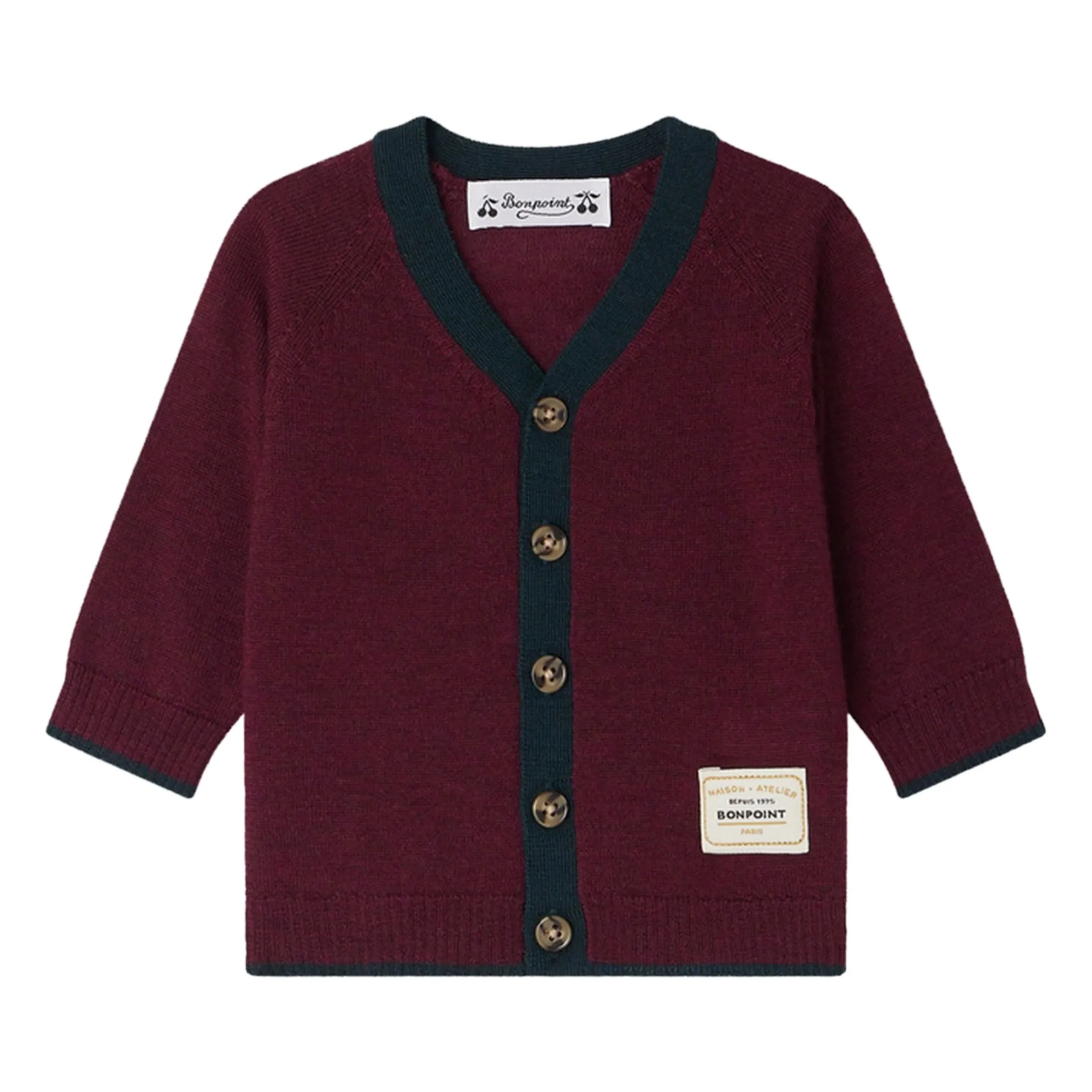 Bonpoint Burgundy Teotim Wool Cardigan