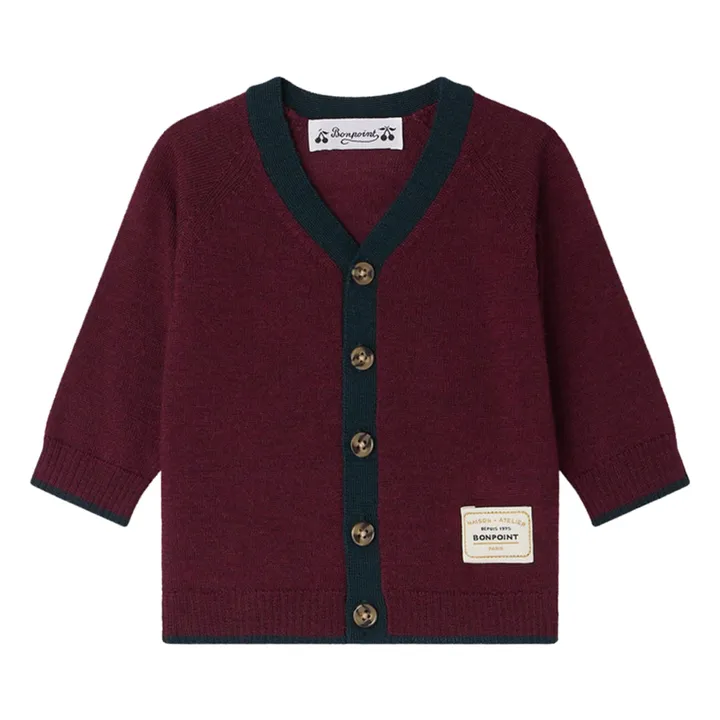 Teotim Wool Cardigan | Burgundy- Product image n°0