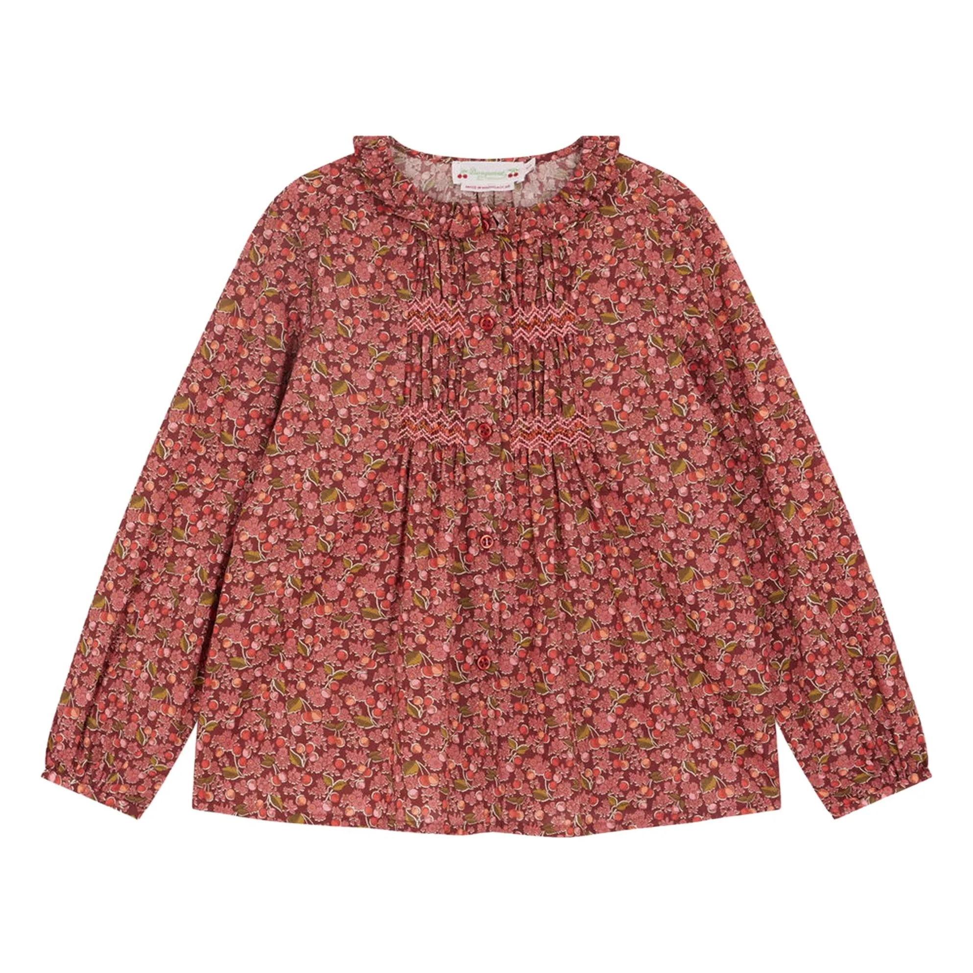 Bonpoint Girls Pomegranate Blouse Gentille Liberty Coton Bio