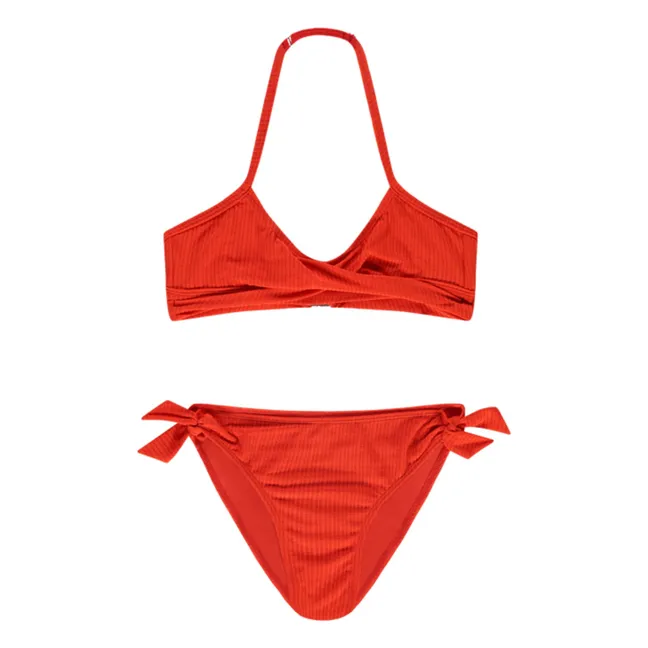 Textured 2-Piece Double Breasted Jersey | Red