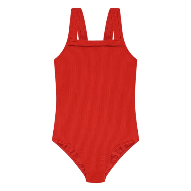 Textured 1-piece swimsuit | Red