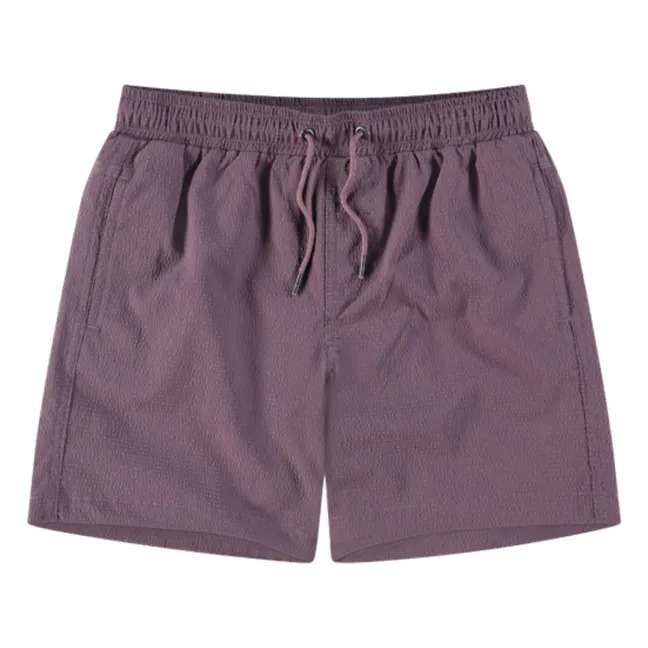 Seersucker Striped Swim Shorts | Purple