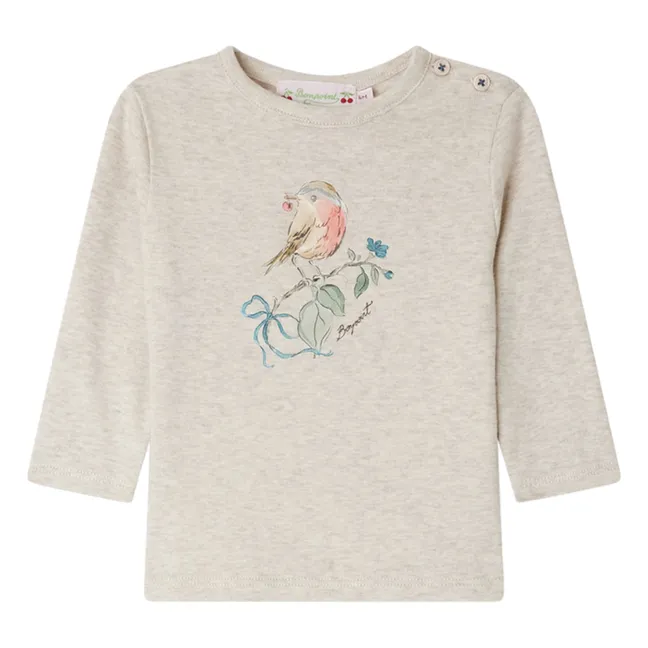 T-shirt Côtelé Tahsina Coton Bio | Beige chiné