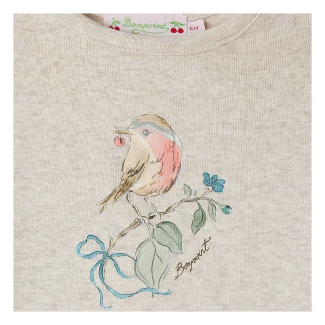 T-shirt Côtelé Tahsina Coton Bio | Beige chiné