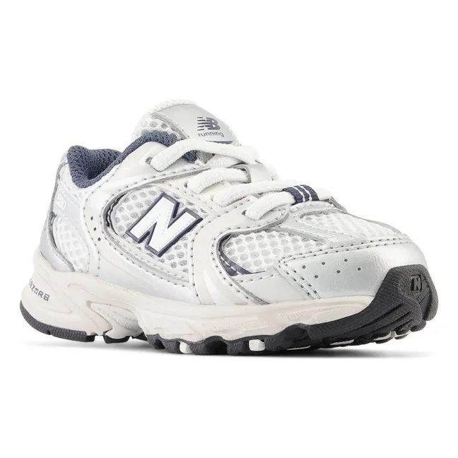 Elasticated Lace Sneakers 530 | White satin