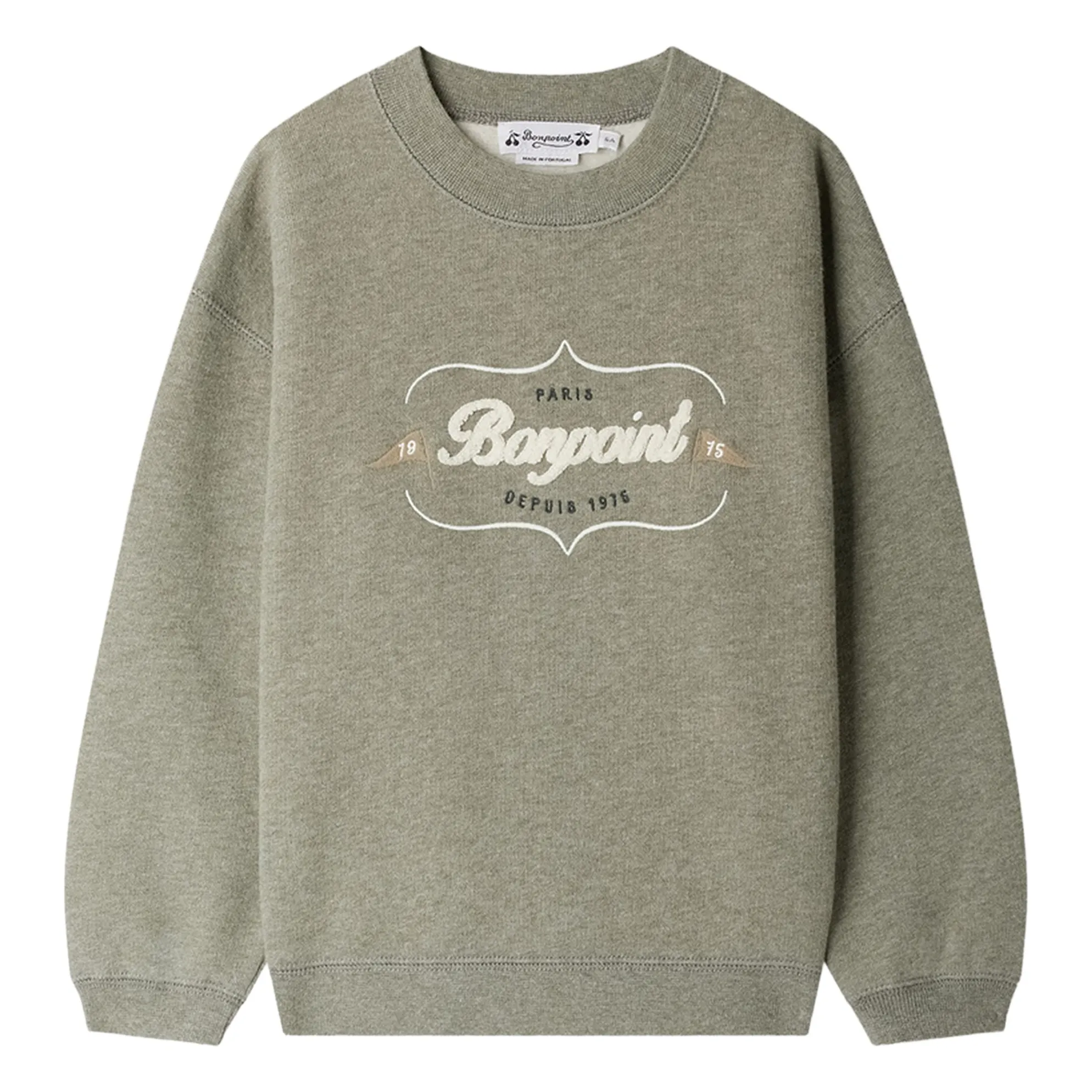 Bonpoint Boys Heather Grey Tonino Organic Cotton Fleece Sweatshirt