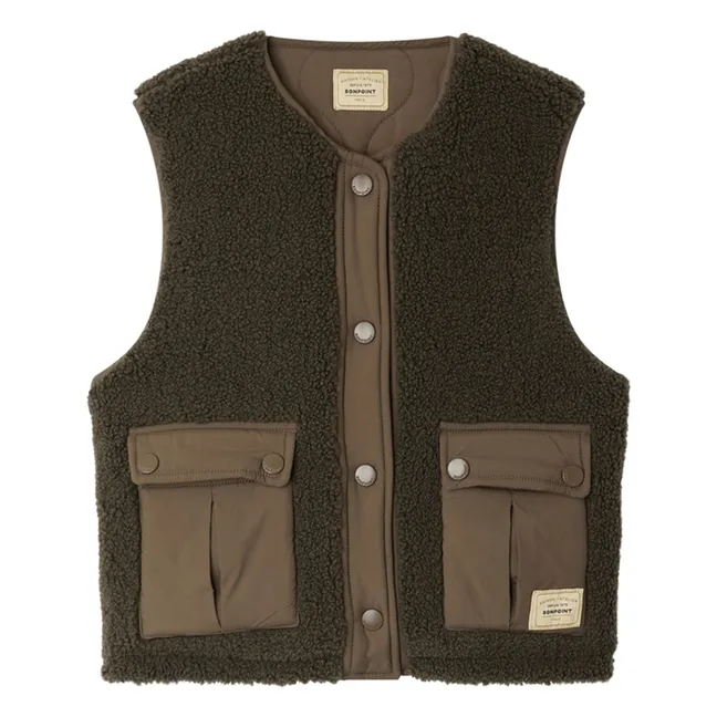 Veste Sans Manches Façon Sherpa Junior | Vert foncé