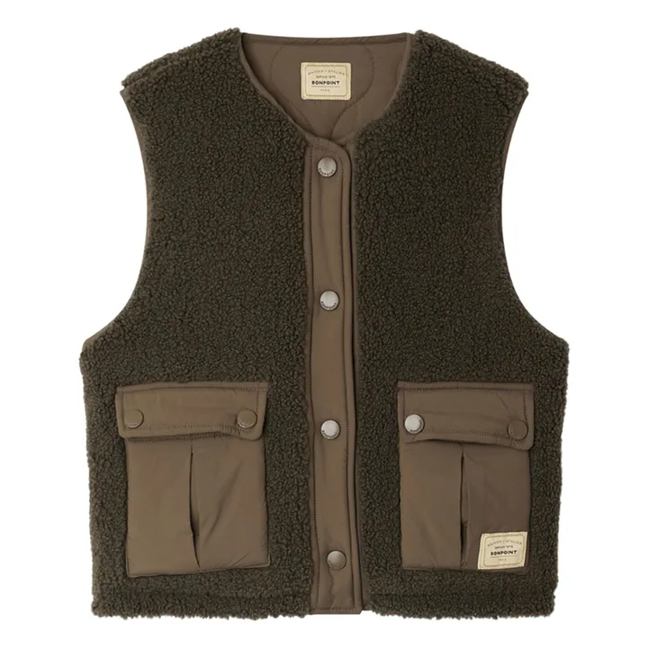 Veste Sans Manches Façon Sherpa Junior | Vert foncé- Image produit n°0