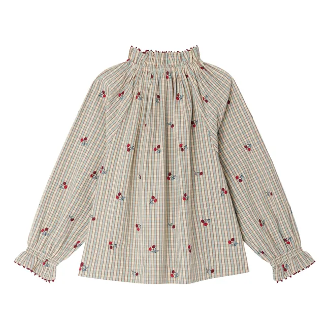 Blouse Jordana Carreaux Coton Bio | Bleu