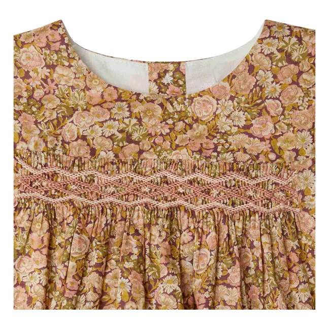 Felicie Liberty Organic Cotton Smocked Dress | Mauve