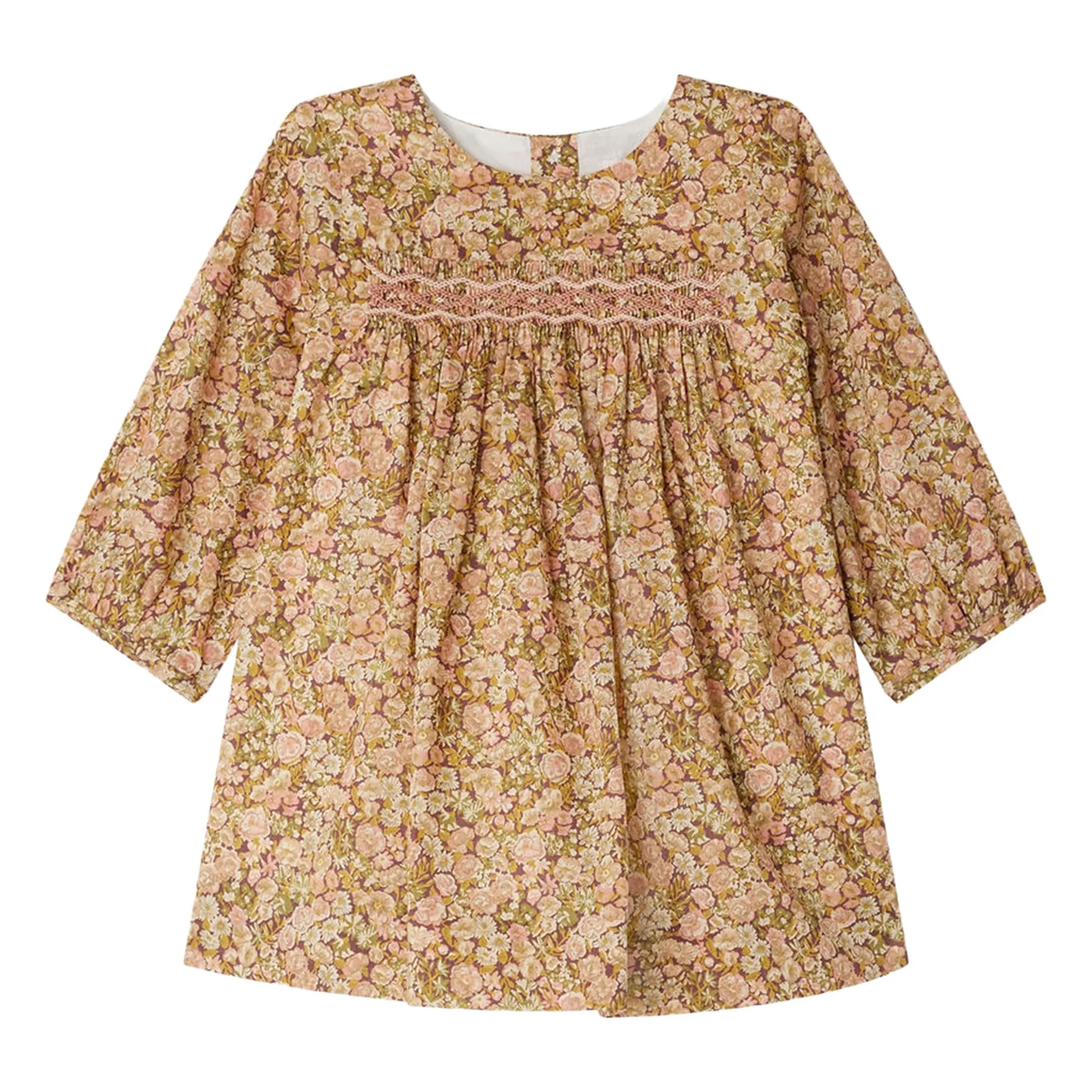 Bonpoint Mauve Felicie Liberty Organic Cotton Smocked Dress