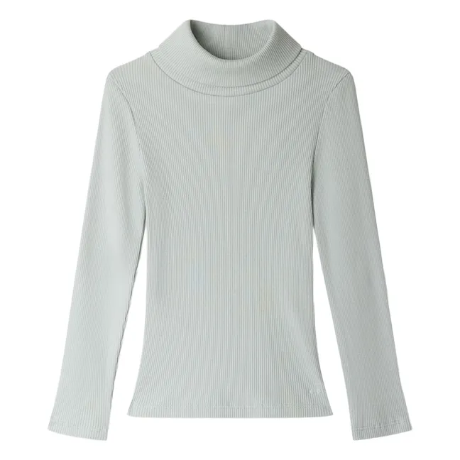 Camiseta de cuello vuelto de algodón ecológico Tahití | Verde Celedón