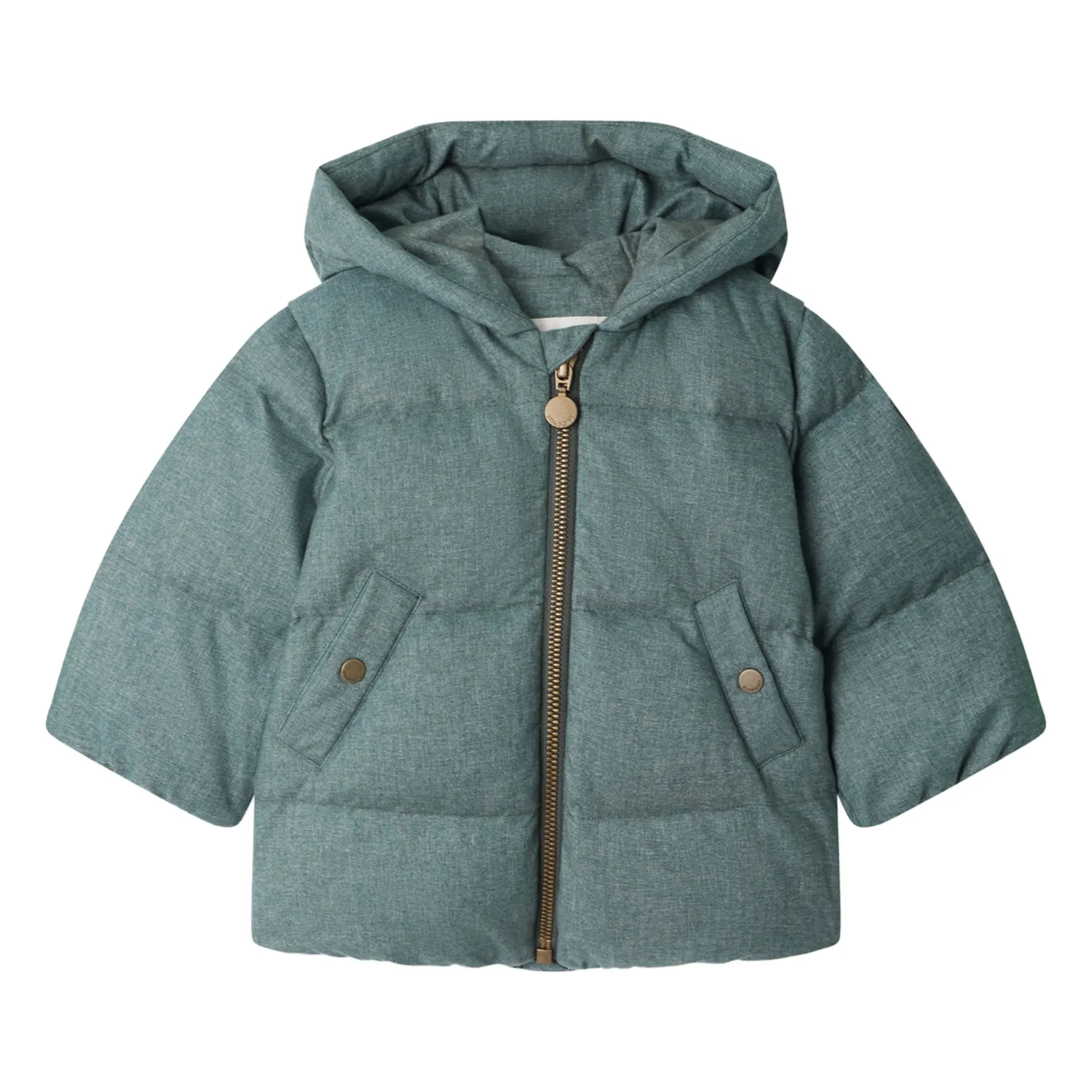 Bonpoint Green Bozen Flannel Recycled Fiber Down Jacket