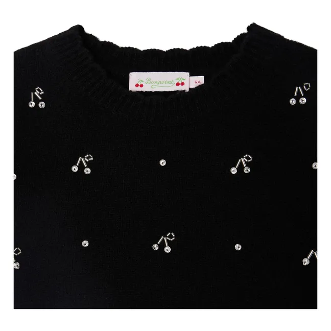 Pull Manches Courtes Justine Laine Cachemire | Noir