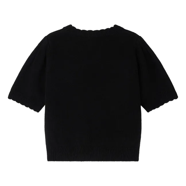 Pull Manches Courtes Justine Laine Cachemire | Noir