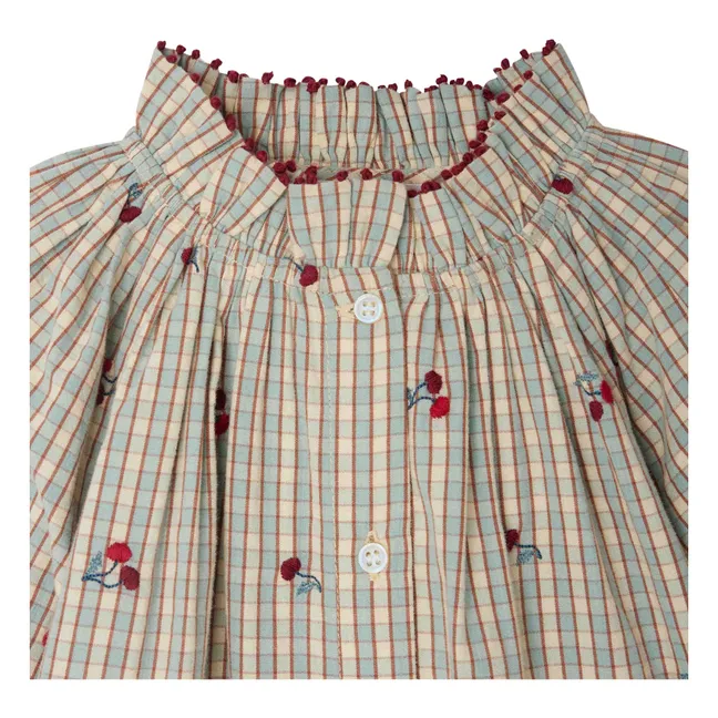 Blouse Jordana Carreaux Coton Bio | Bleu