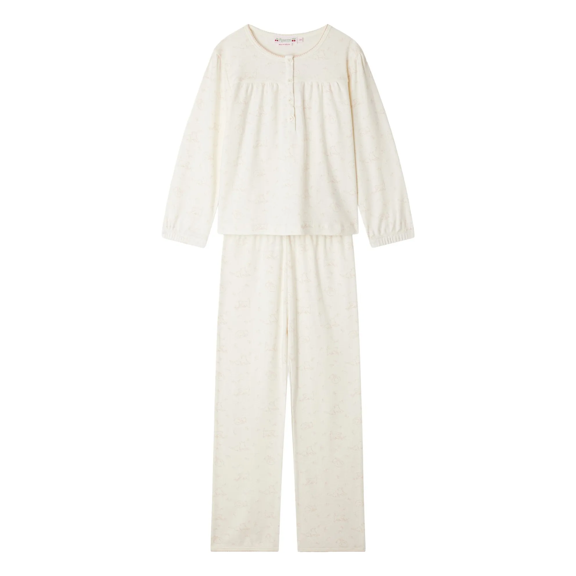 Bonpoint Girls Ecru Jucie Organic Cotton Pyjamas